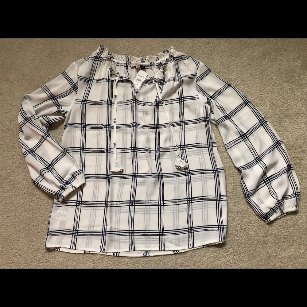 White and blue blouse